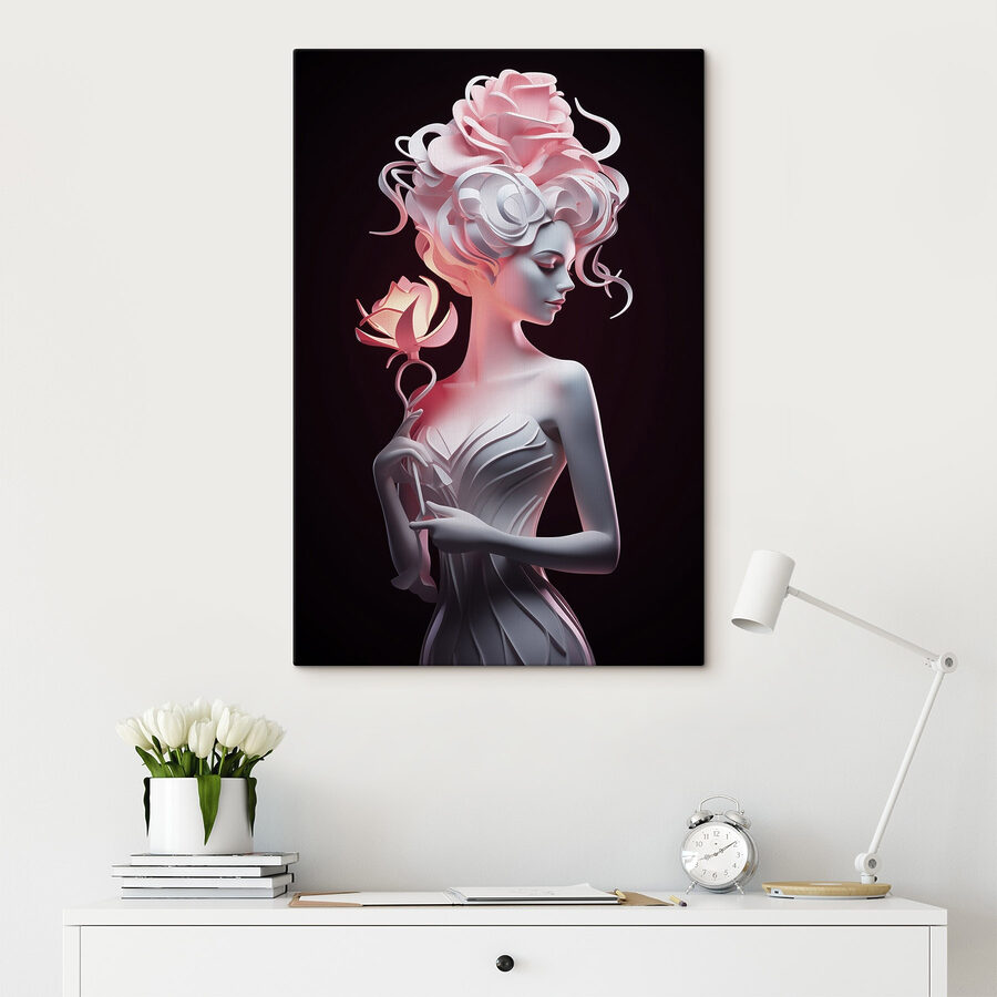 Statue einer Frau, die eine Rose hält