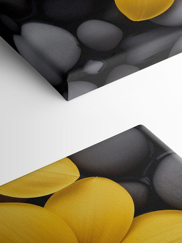 Yellow flowers on a pile of rocks