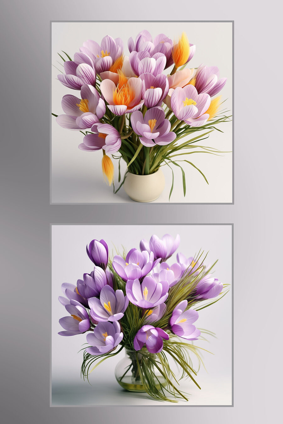 Collage aus Blumen in einer Vase