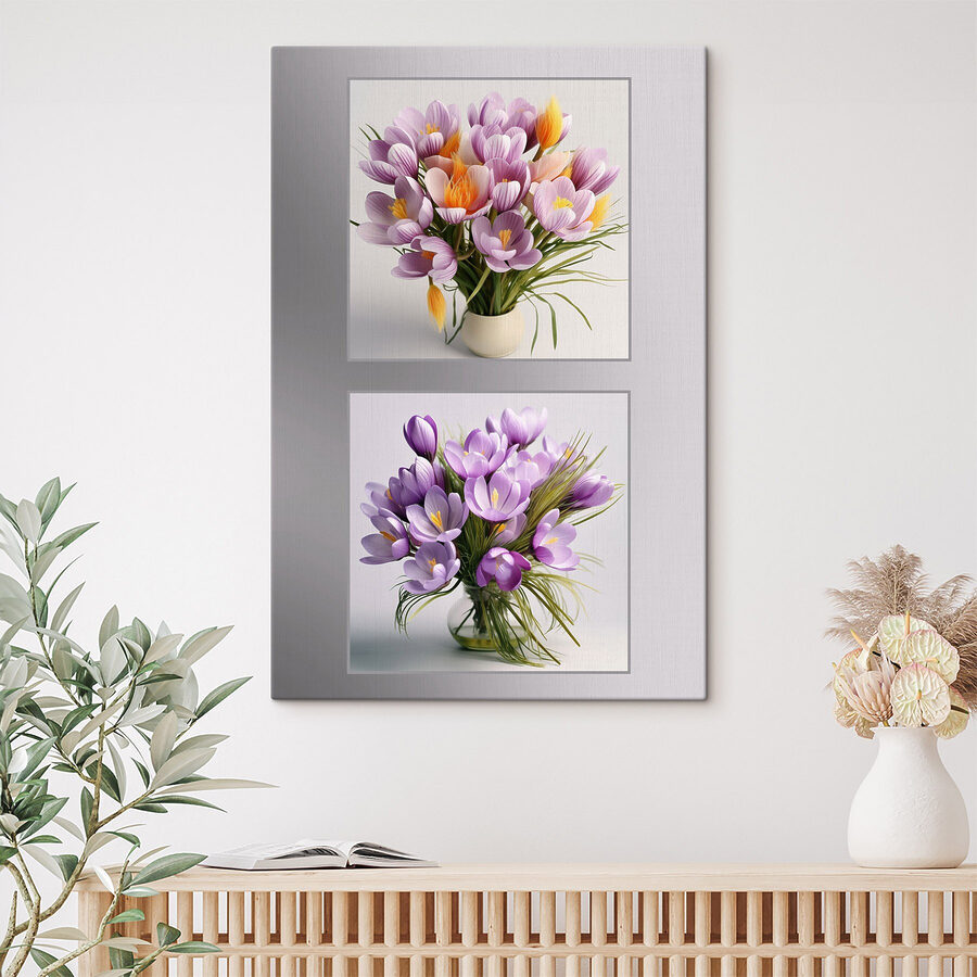 Collage aus Blumen in einer Vase