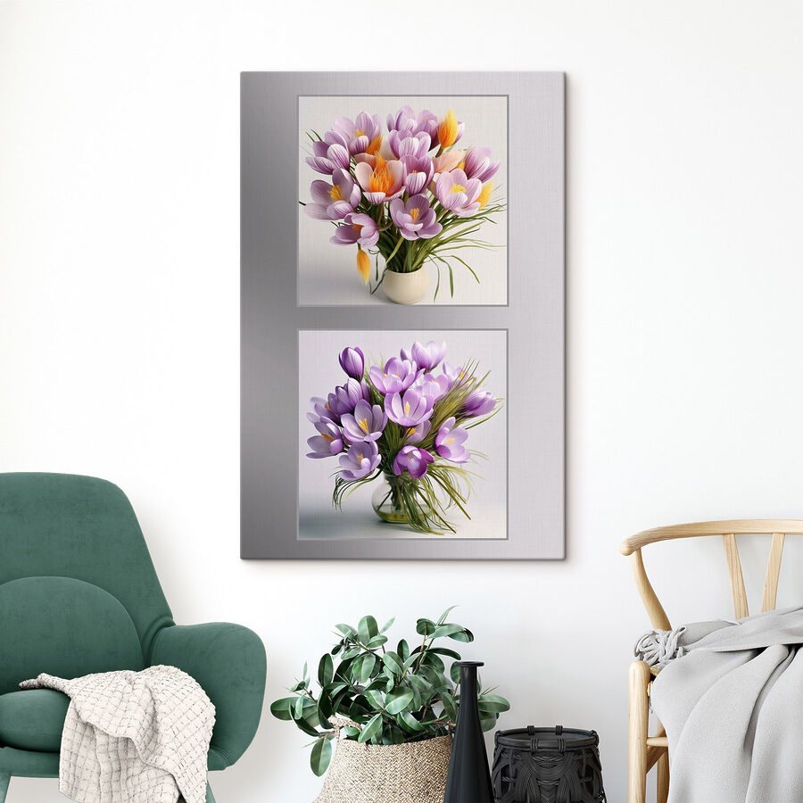 Collage aus Blumen in einer Vase