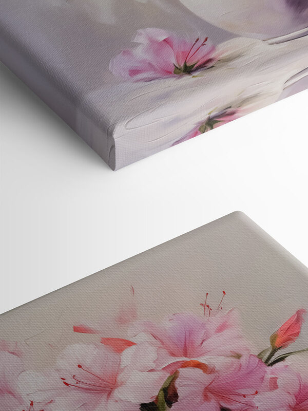 Gemälde mit rosa Blumen in einer Vase Gemälde mit rosa Blumen in einer Vase