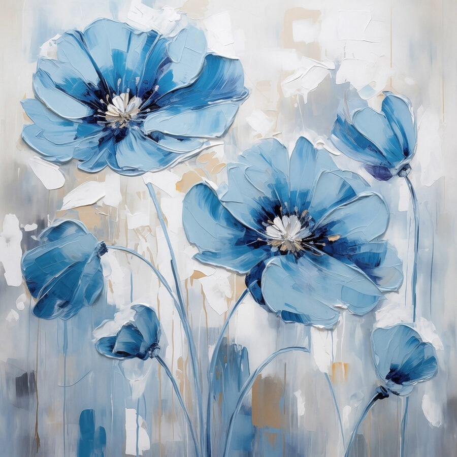 Malerei von blauen Blumen