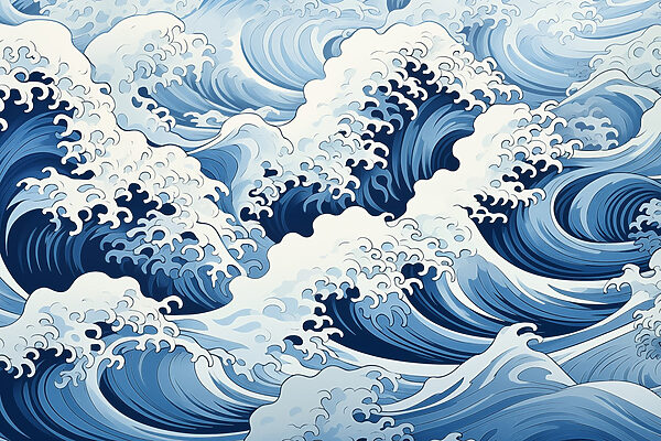 Blaues und weißes Wellenmuster Blaues und weißes Wellenmuster