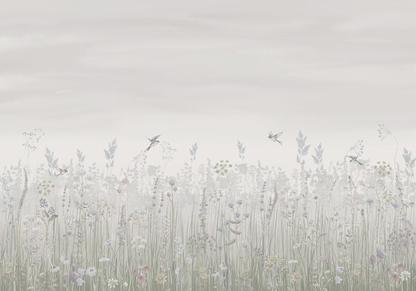 Feld mit Blumen und Vögeln Feld mit Blumen und Vögeln