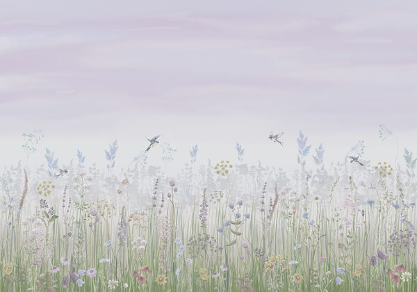 Feld mit Blumen und Vögeln Feld mit Blumen und Vögeln