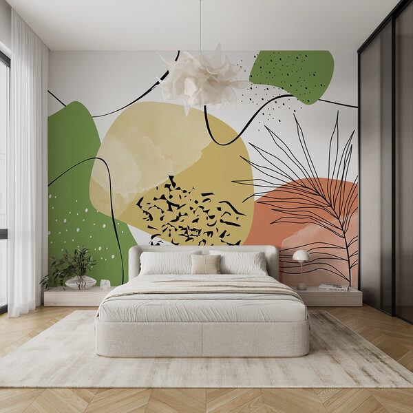 Bunte Kunst mit schwarzen und grünen Formen Bunte Kunst mit schwarzen und grünen Formen