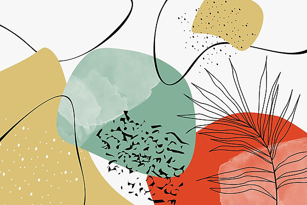 Bunte Kunst mit schwarzen und roten und gelben Formen Bunte Kunst mit schwarzen und roten und gelben Formen
