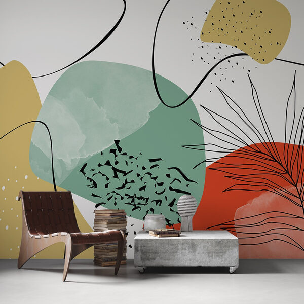 Bunte Kunst mit schwarzen und roten und gelben Formen Bunte Kunst mit schwarzen und roten und gelben Formen