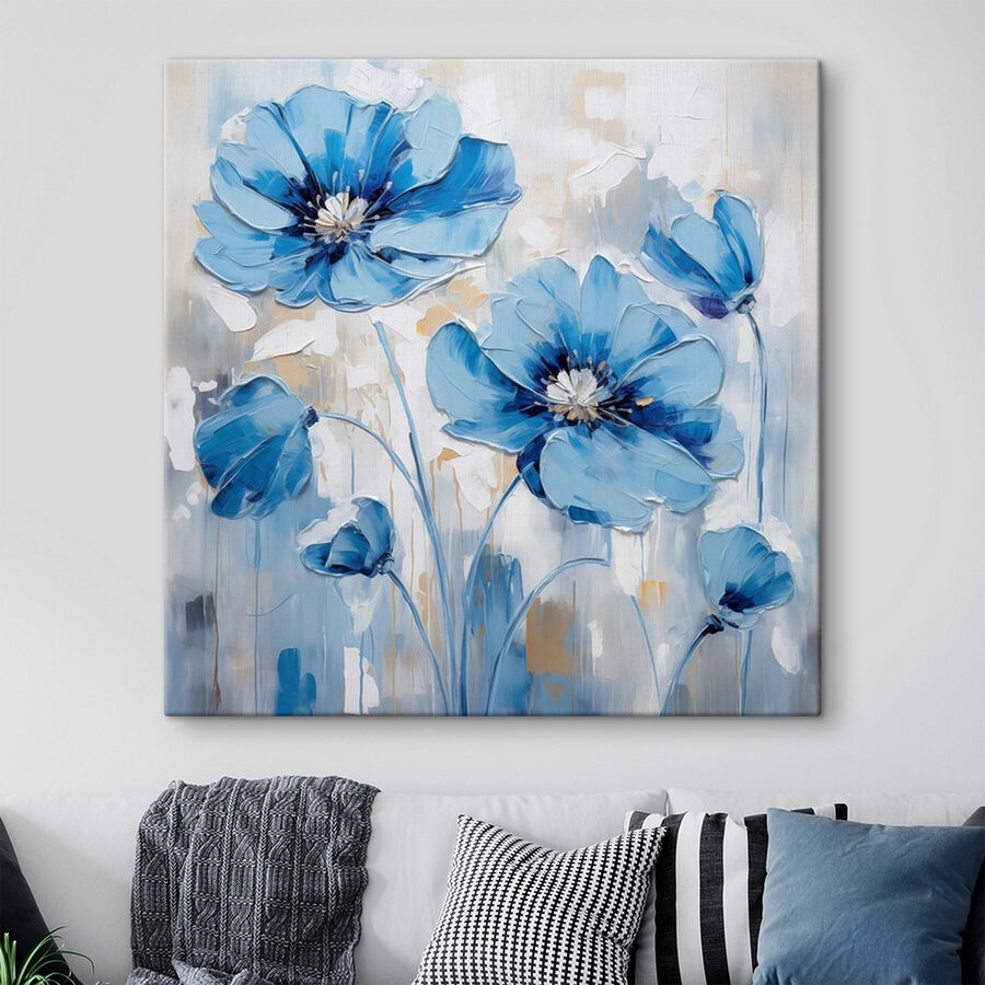 Malerei von blauen Blumen