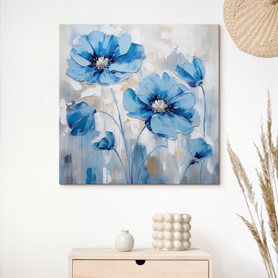 Malerei von blauen Blumen