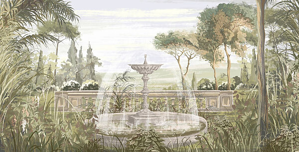 Wasserfontäne in einem Garten Wasserfontäne in einem Garten