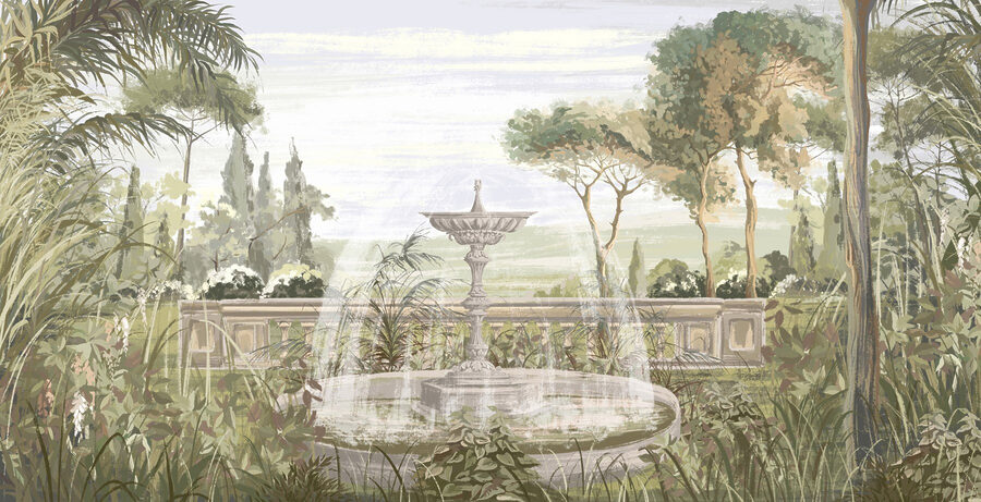 Wasserfontäne in einem Garten Wasserfontäne in einem Garten