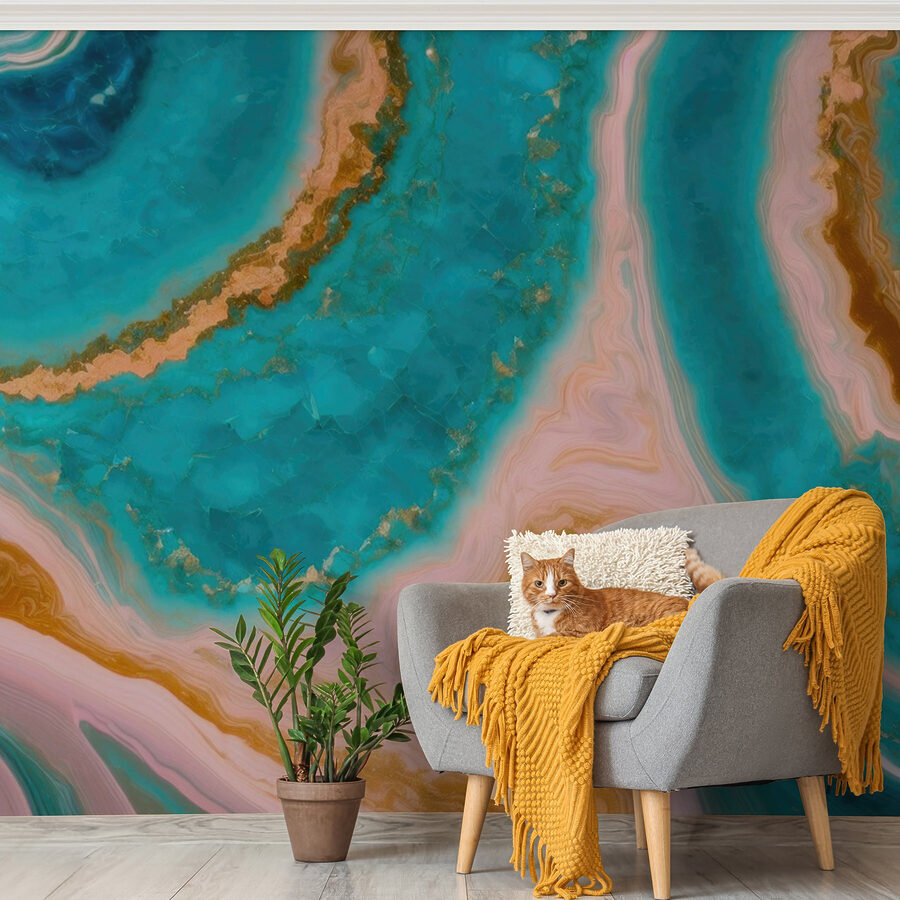 Blau und orange marmorierte Oberfläche