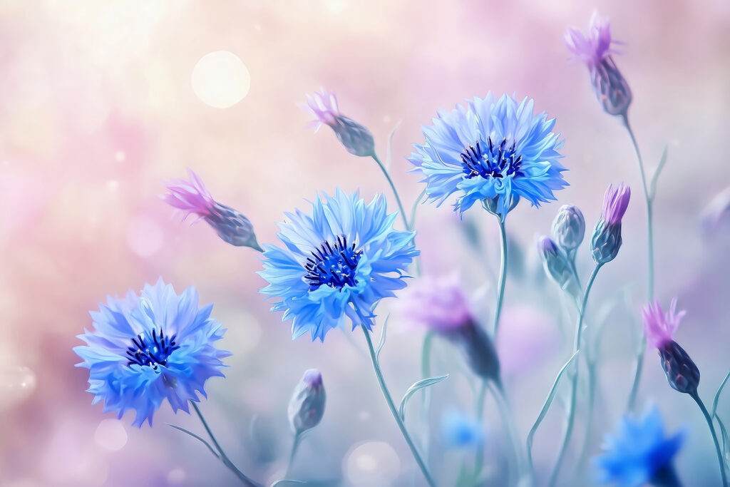Gruppe von blauen Blumen Gruppe von blauen Blumen