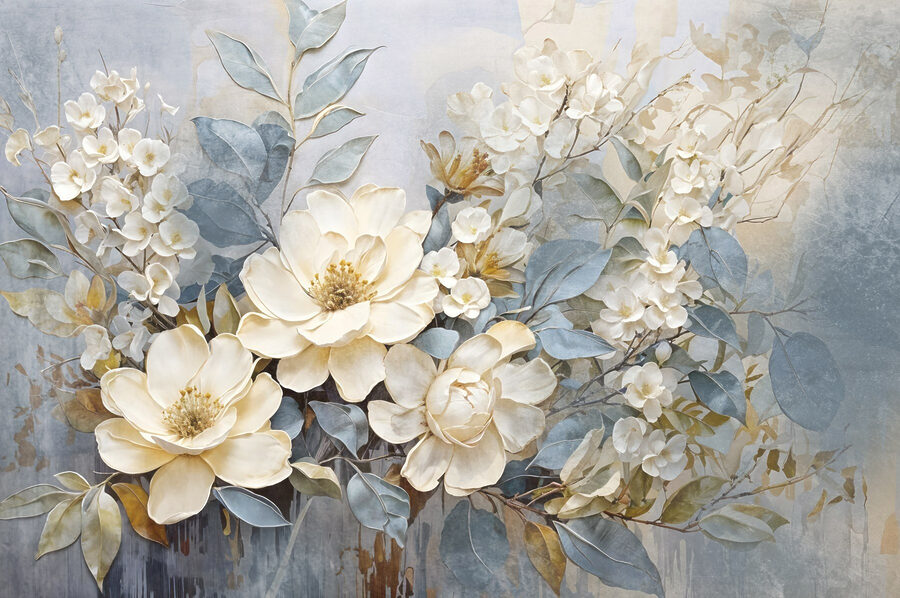 Malerei von Blumen und Blättern