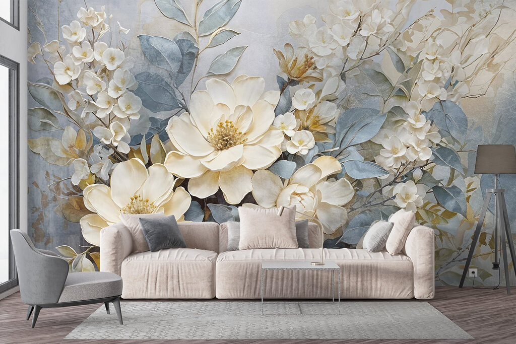 Painting of flowers and leaves