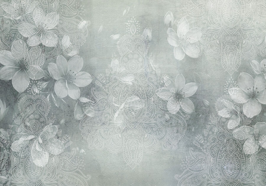 Weiße Blumen auf grauem Hintergrund
