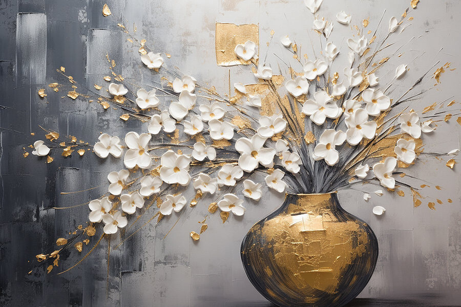Gemälde von Blumen in einer Vase