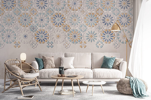 Wand mit einem Blumenmuster Wand mit einem Blumenmuster