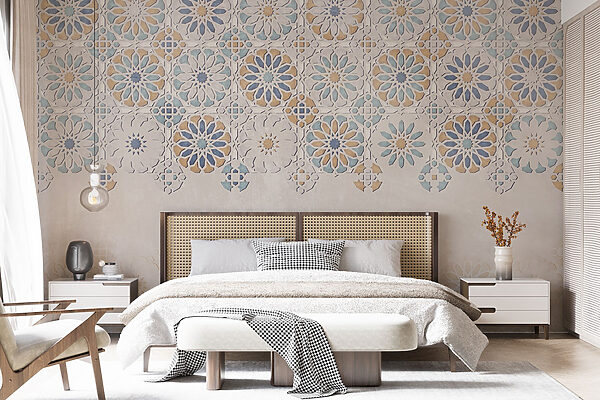 Wand mit einem Blumenmuster Wand mit einem Blumenmuster