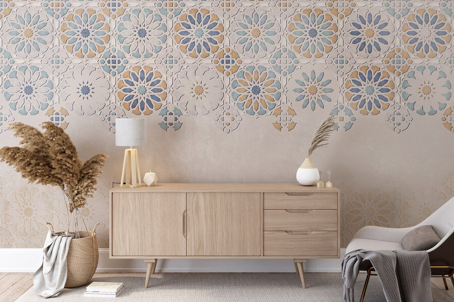 Wand mit einem Blumenmuster