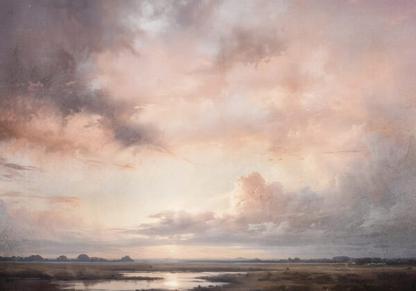 Landschaft mit einer Wasserfläche und Wolken Landschaft mit einer Wasserfläche und Wolken