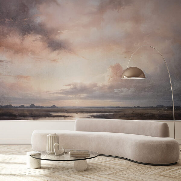 Landschaft mit einer Wasserfläche und Wolken Landschaft mit einer Wasserfläche und Wolken