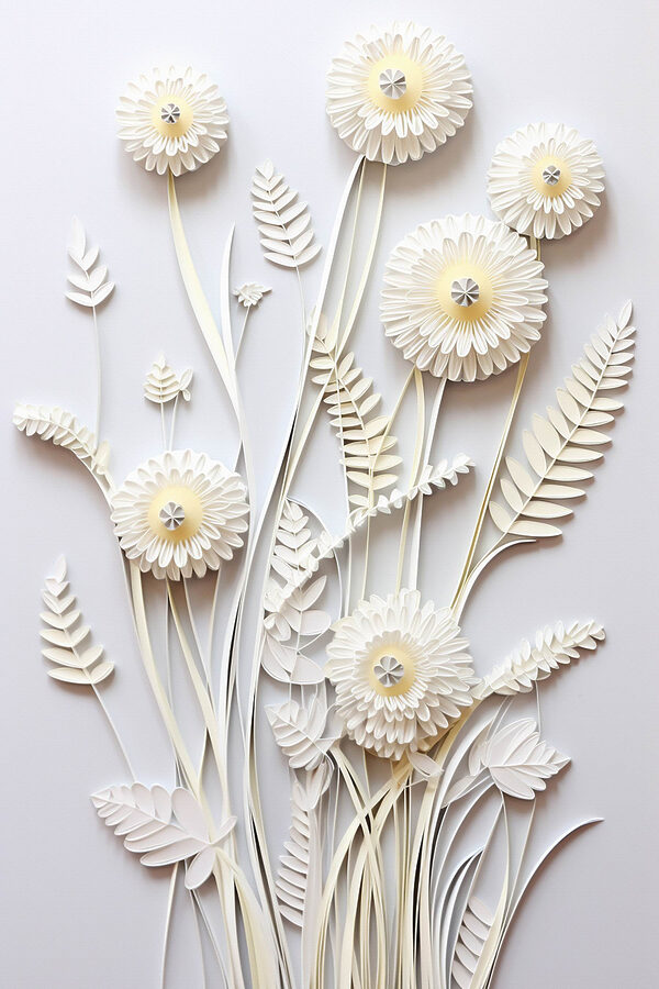 Weiße Papierblumen zum Ausschneiden Weiße Papierblumen zum Ausschneiden