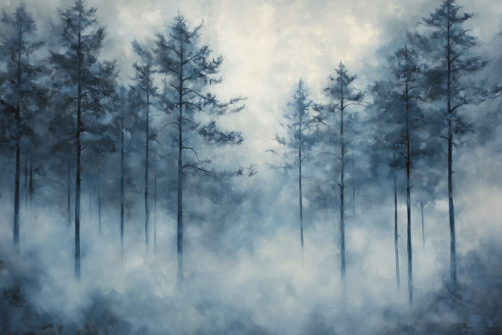 Nebliger Wald mit Bäumen Nebliger Wald mit Bäumen
