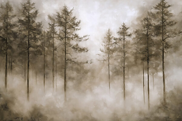 Nebliger Wald mit Bäumen Nebliger Wald mit Bäumen