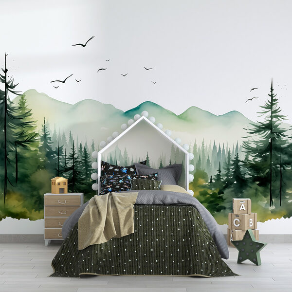 Aquarell von Wald und Bergen Aquarell von Wald und Bergen