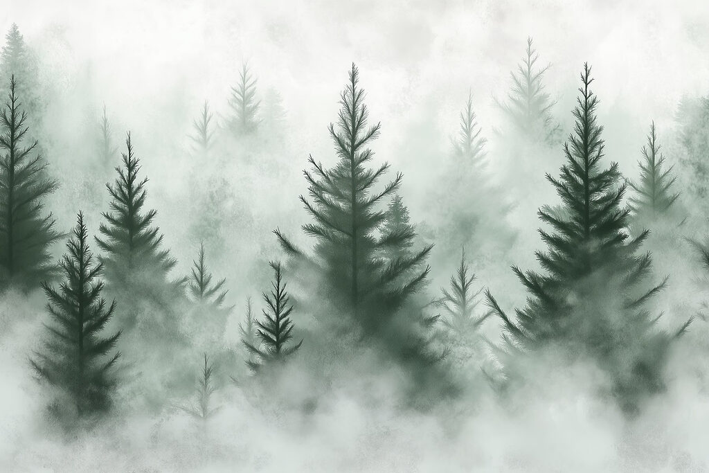 Gruppe von Bäumen im Nebel Gruppe von Bäumen im Nebel