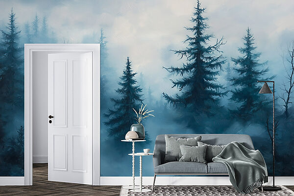 Nebliger Wald mit Bäumen Nebliger Wald mit Bäumen