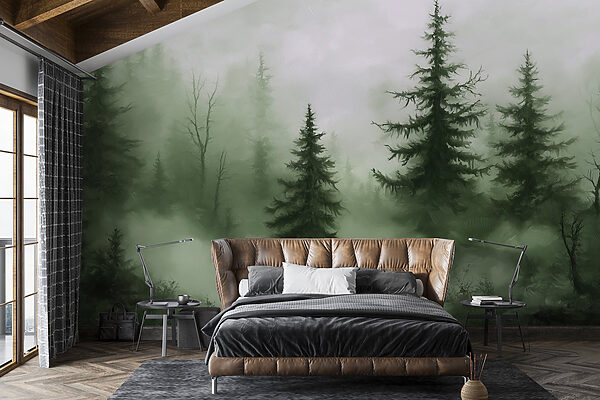 Nebliger Wald mit Bäumen Nebliger Wald mit Bäumen