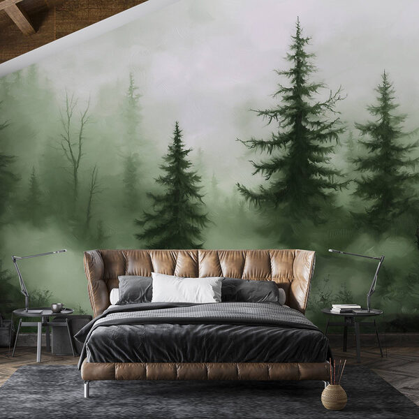 Nebliger Wald mit Bäumen Nebliger Wald mit Bäumen
