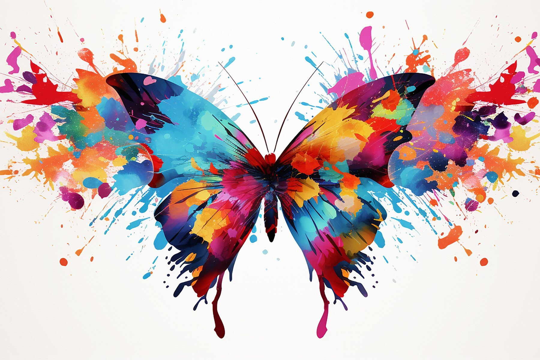 Colorful butterfly with paint splashes Colorful butterfly with paint splashes