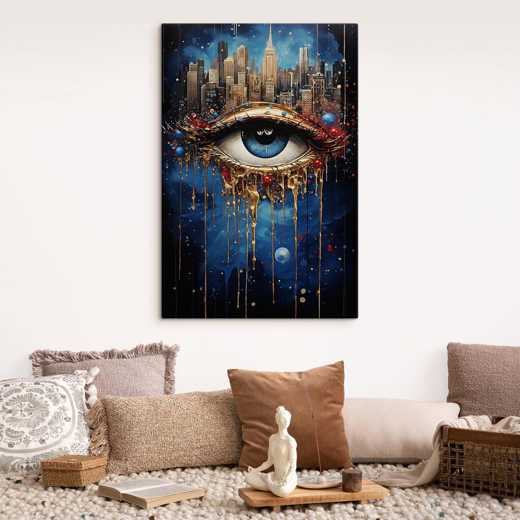 Mysterious eye with city reflection Mysterious eye with city reflection