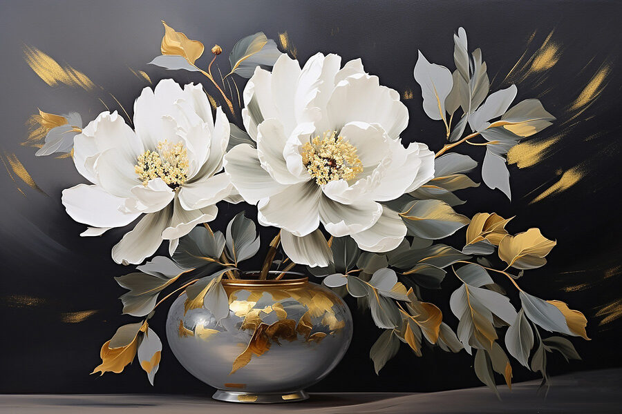 Gemälde von Blumen in einer Vase