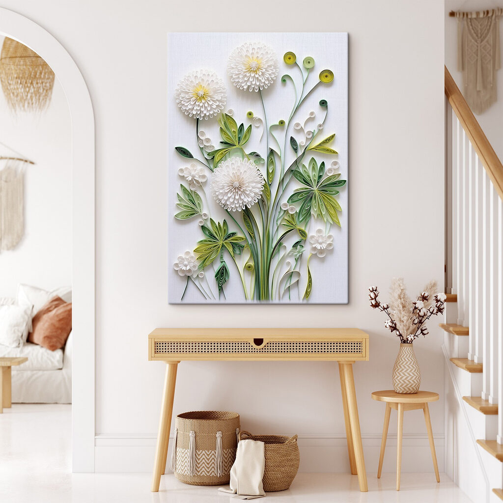 Paper flowers and leaves