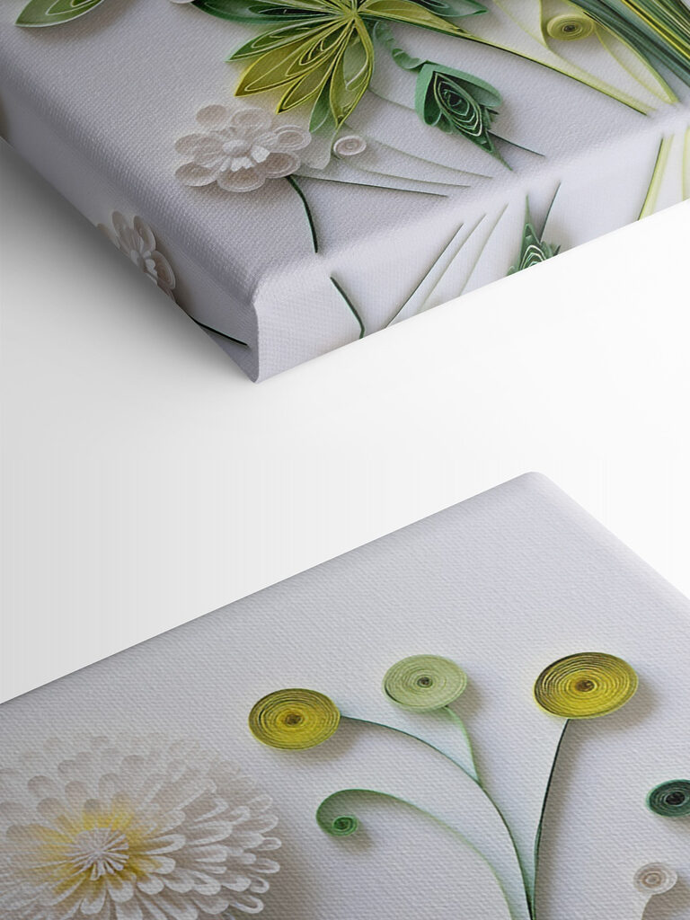 Paper flowers and leaves