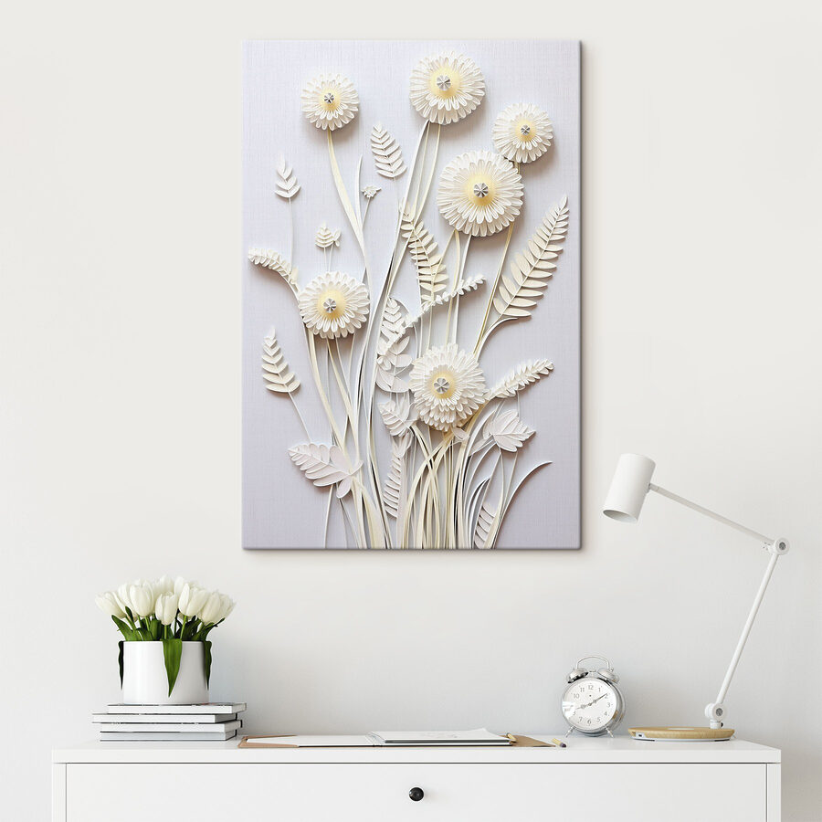 Weiße Papierblumen zum Ausschneiden