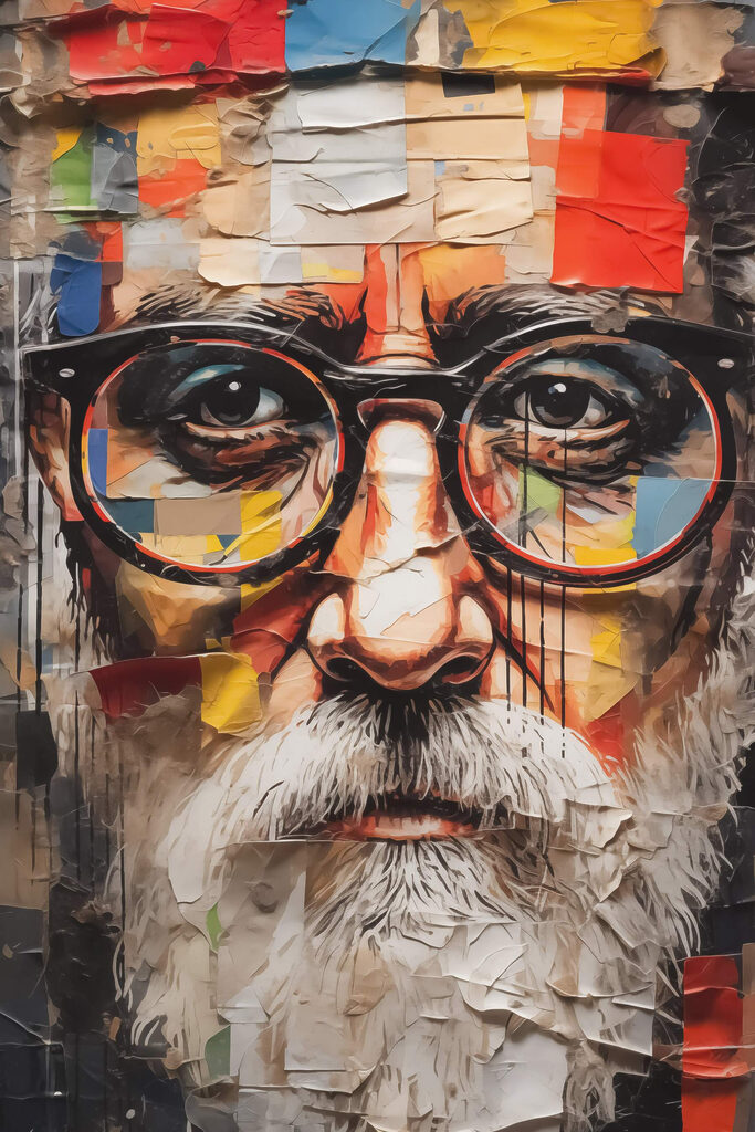 Poster of a man with glasses