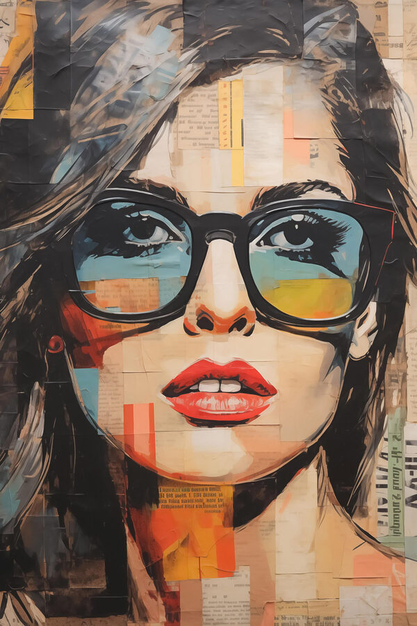 Gemälde einer Frau mit Sonnenbrille Gemälde einer Frau mit Sonnenbrille