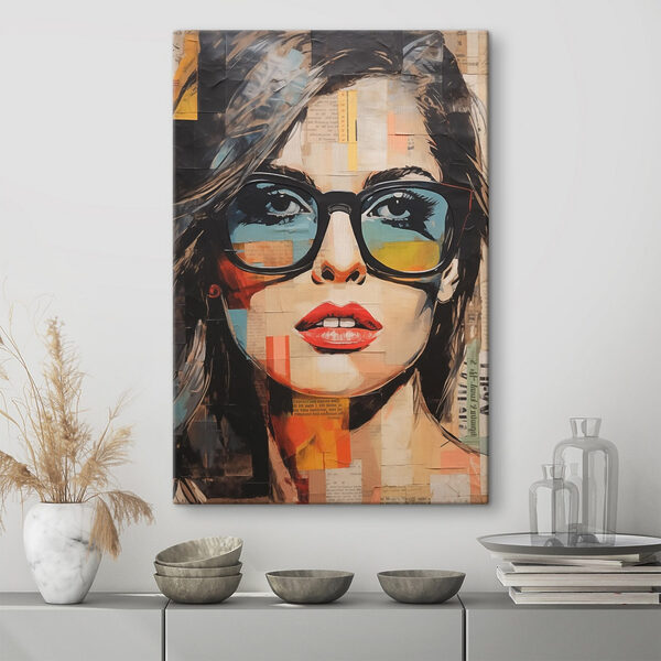 Gemälde einer Frau mit Sonnenbrille Gemälde einer Frau mit Sonnenbrille