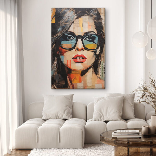 Gemälde einer Frau mit Sonnenbrille Gemälde einer Frau mit Sonnenbrille