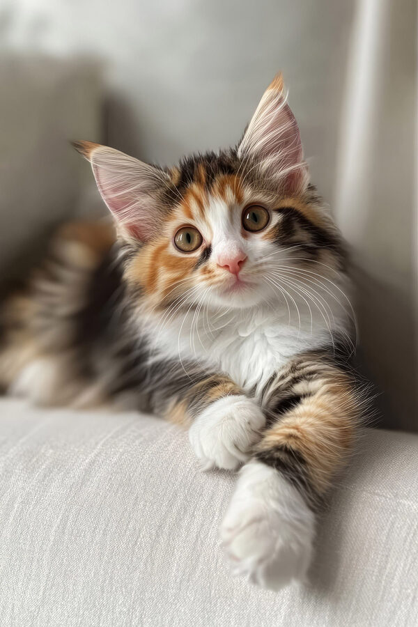 Katze auf einer Couch liegend Katze auf einer Couch liegend