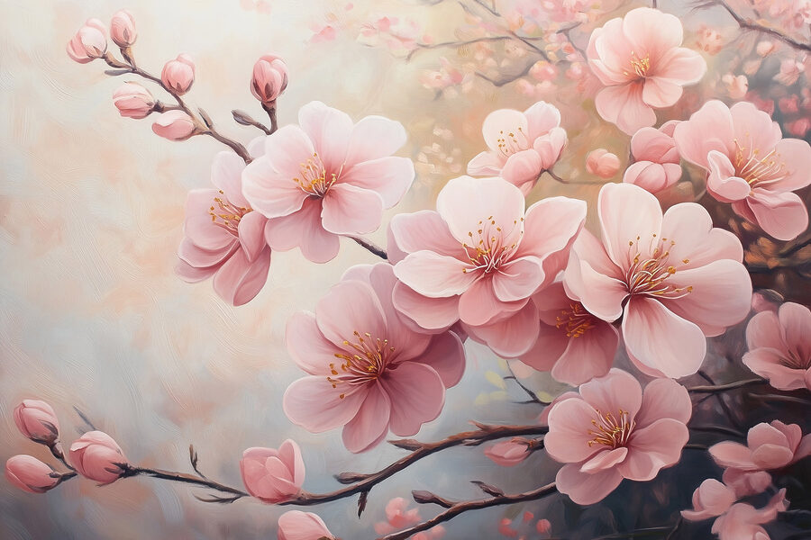 Malerei von rosa Blumen