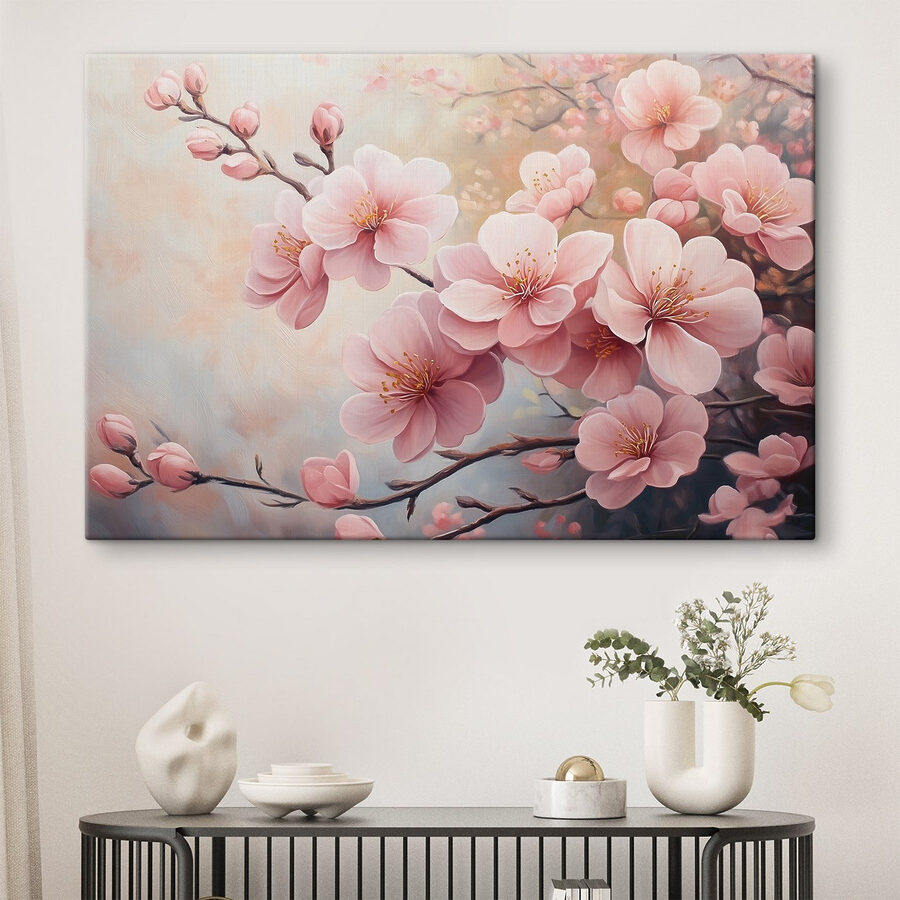 Malerei von rosa Blumen