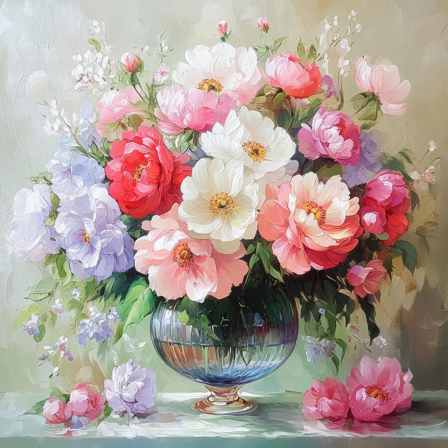 Gemälde von Blumen in einer Vase Gemälde von Blumen in einer Vase